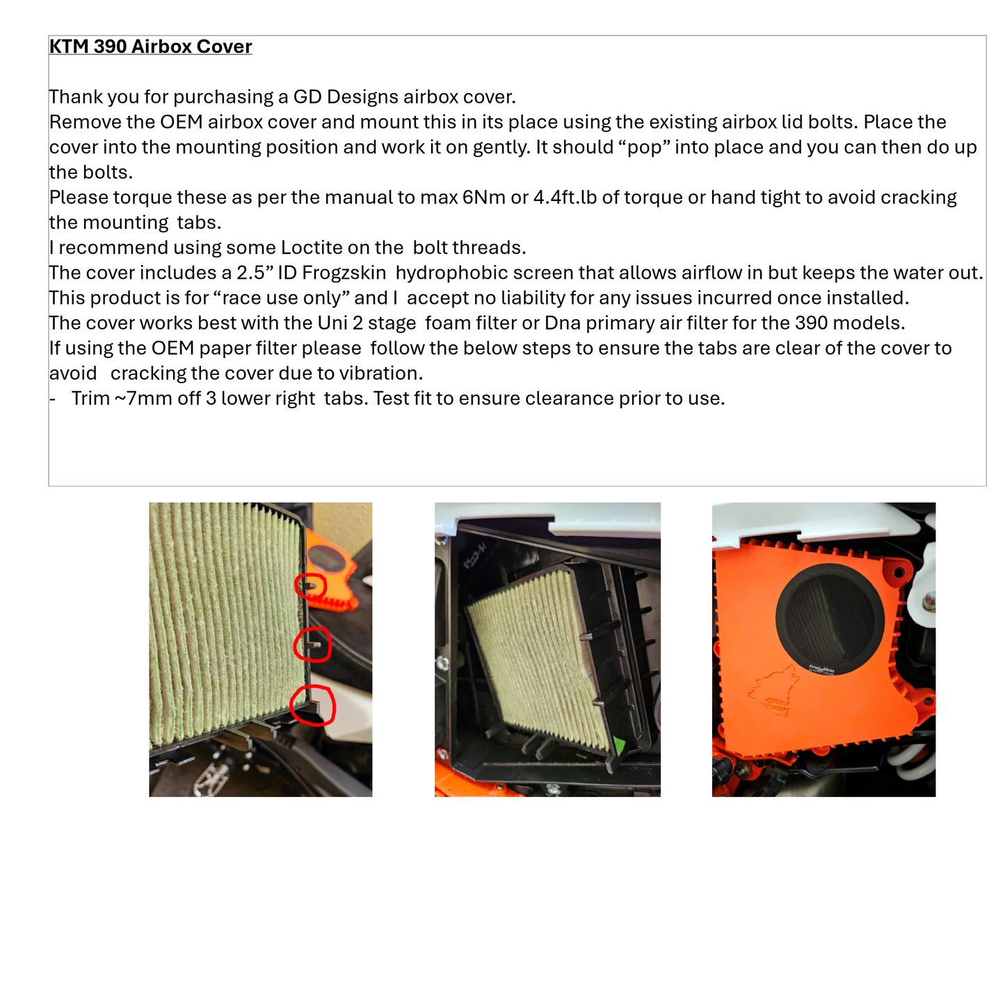 KTM390 Airbox Cover
